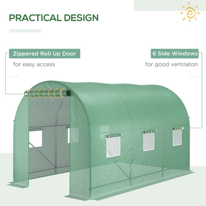 Spacious 3.5m Walk-In Polytunnel Greenhouse with Durable PE Cover