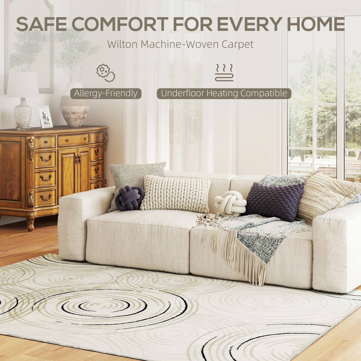 Elegance Swirl Area Rug - Durable, Hypoallergenic, Perfect for Any Room!