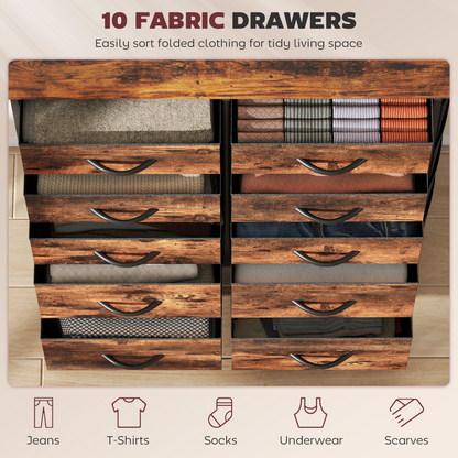 Rustic Wood Storage Chest with Multi-Drawer Organizer and Hooks