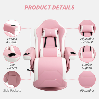 Manual Recliner Armchair PU Sofa Chair w/ Footrest & 135° Reclining