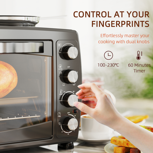 Dual-Plate Countertop Oven 2600W with Grill, Roast & Bake
