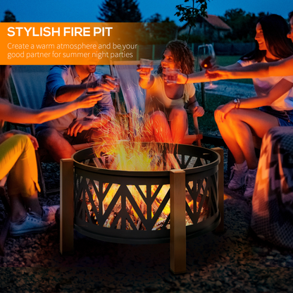 Ultimate 2-in-1 Fire Pit & BBQ Grill - 30" with Spark Screen & Safety Poker