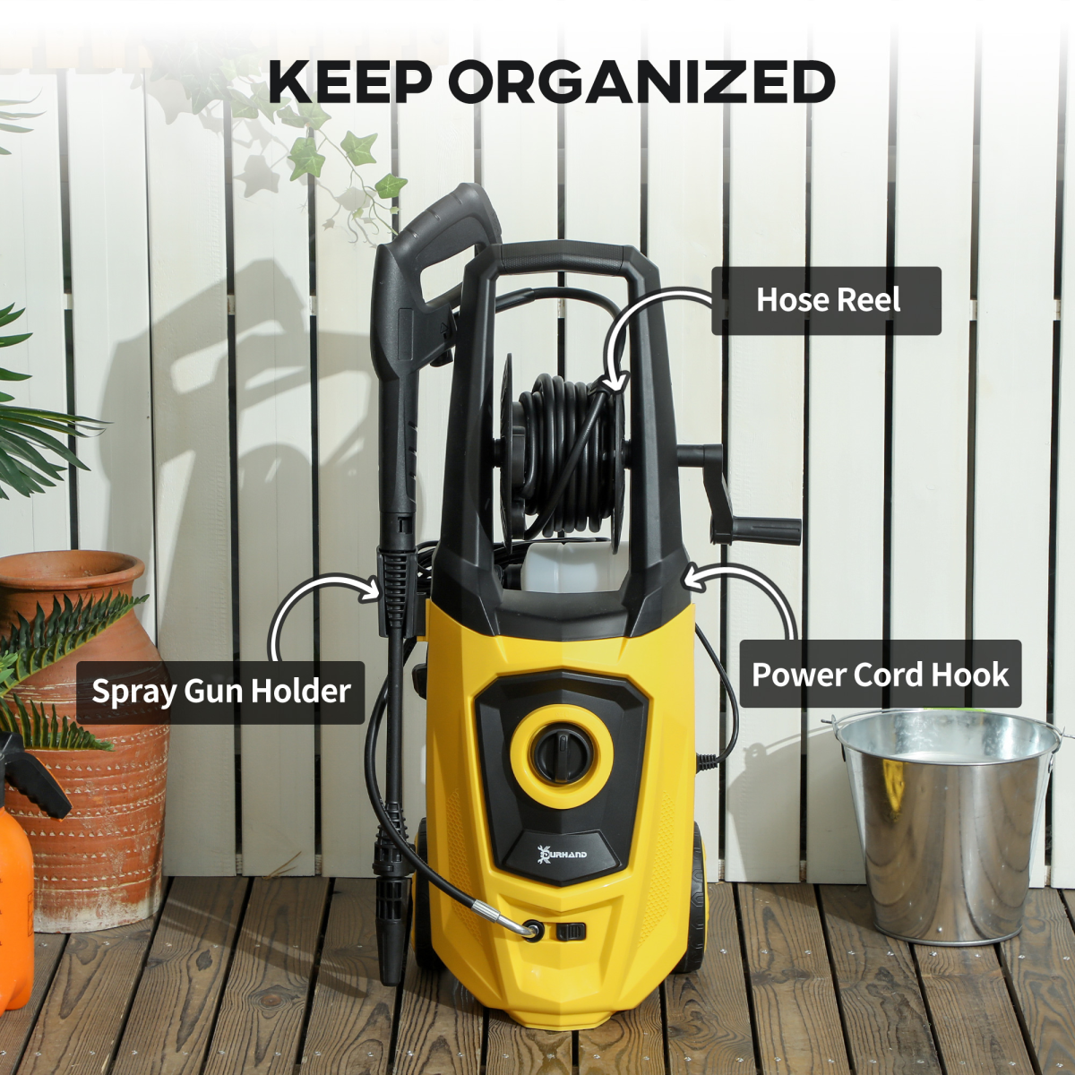 1800W Power Washer - 150 Bar, 510 L/h, Adjustable Nozzle, Portable
