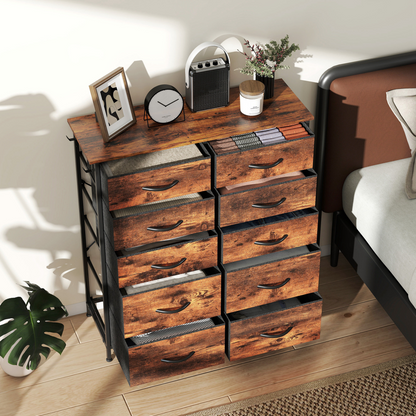 Rustic Wood Storage Chest with Multi-Drawer Organizer and Hooks