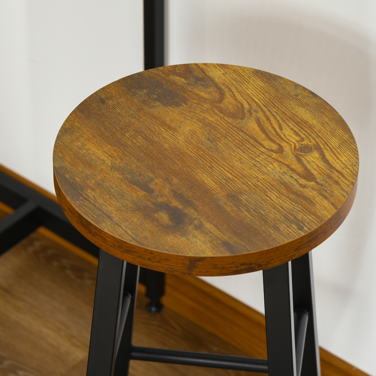 Compact 3-Piece Bar Table Set with Stools & Storage – Modern Industrial Design