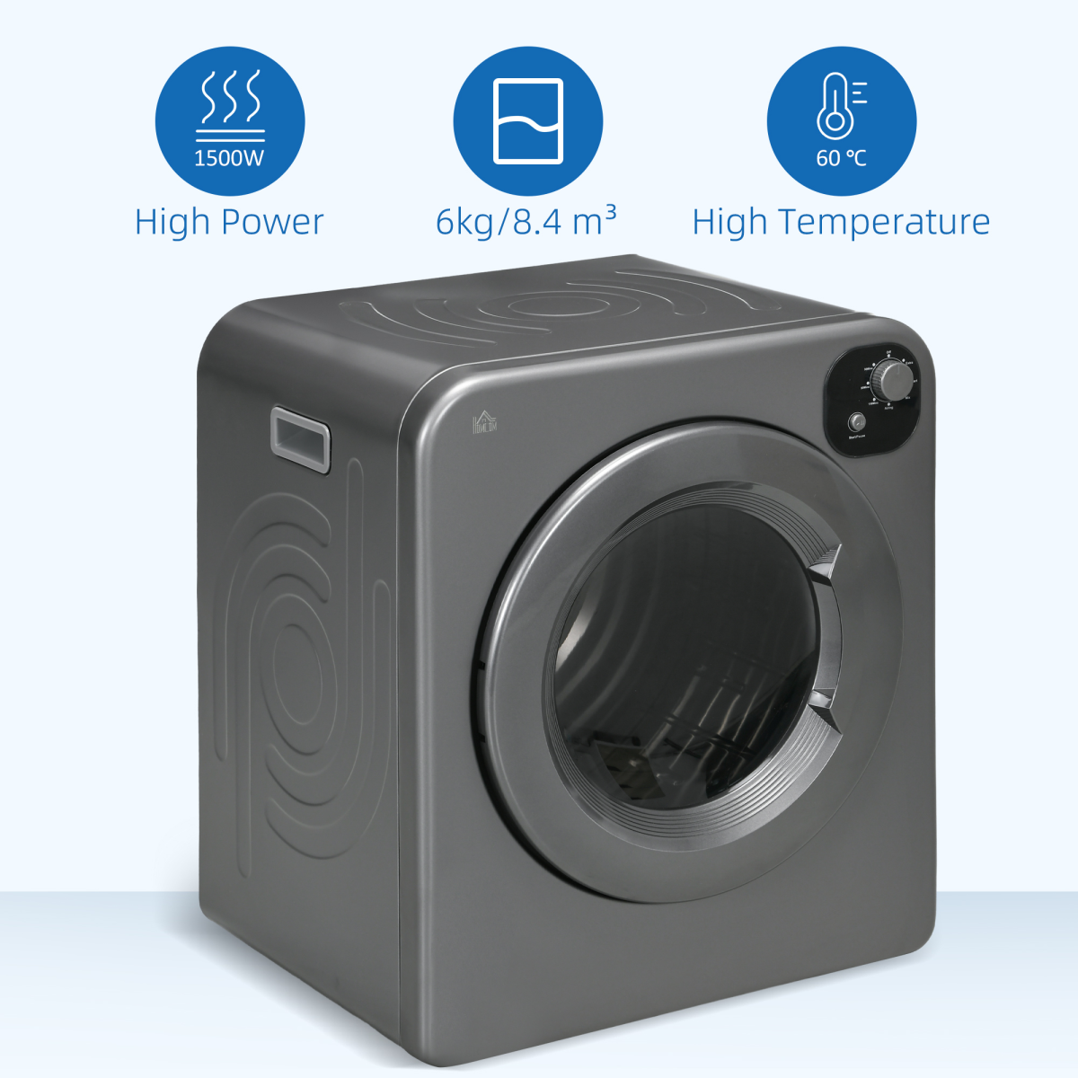6kg Vented Tumble Dryer with 7 Dry Programmers for Small Spaces Grey