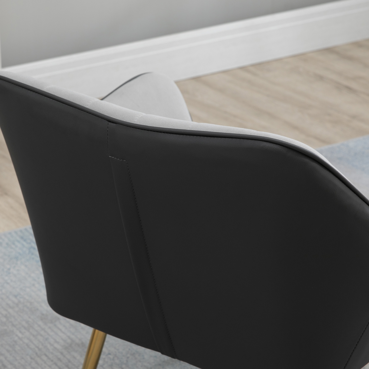Two-Tone Velvet-Feel Armchair with Gold-Tone Legs