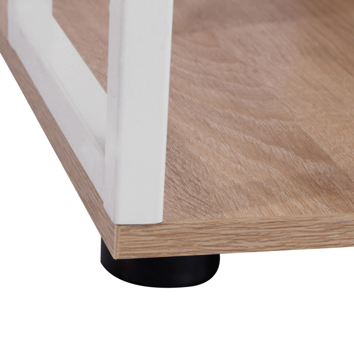 Elegant Oak & White Workstation Desk with 2 Drawers and Multi-Shelf Design