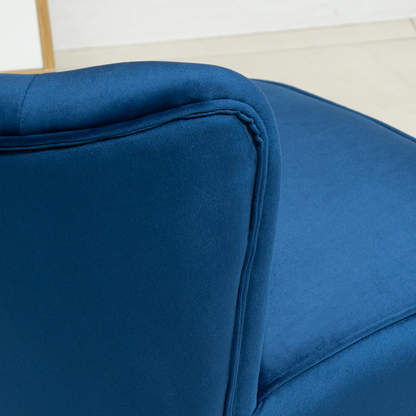 Luxurious Velvet Accent Chair & Ottoman Set - Dark Blue Comfort Redefined!