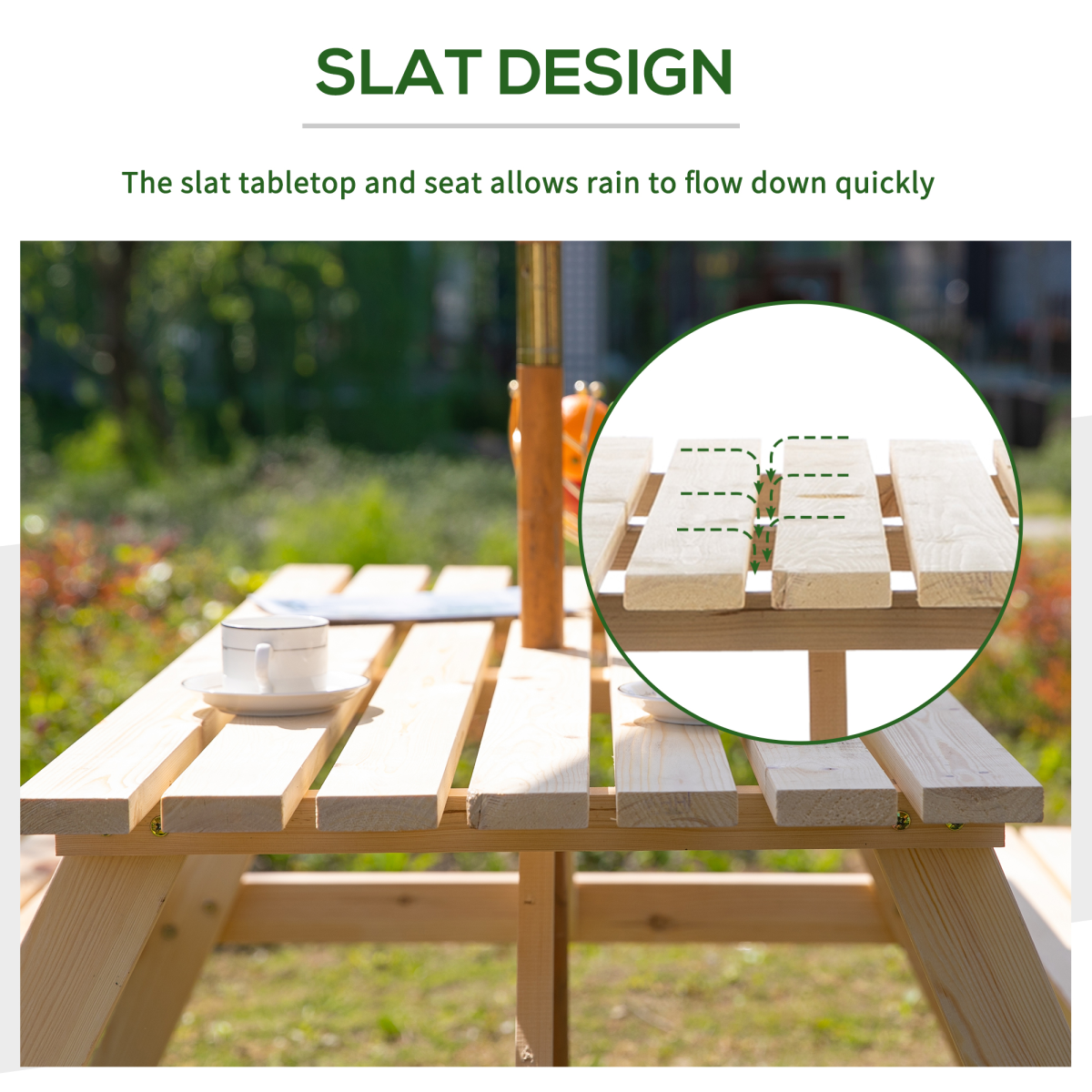 4-Seater Wooden Picnic Set-Fir Wood