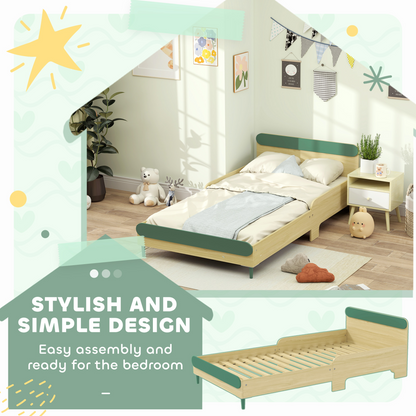 Toddler Bed with Safety Rails - Stylish Green Junior Bed for Kids