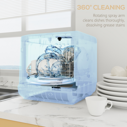 Worktop Dishwasher w/ 4 Place Settings 6 Programs, Silver Tone