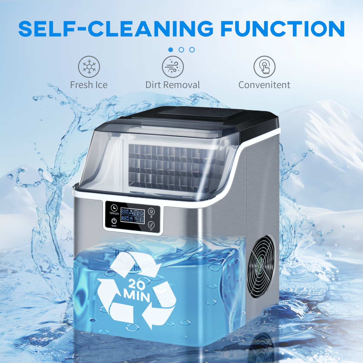 Ice Maker Machine Counter Top Ice Cube Maker for Home 20kg in 24 Hrs