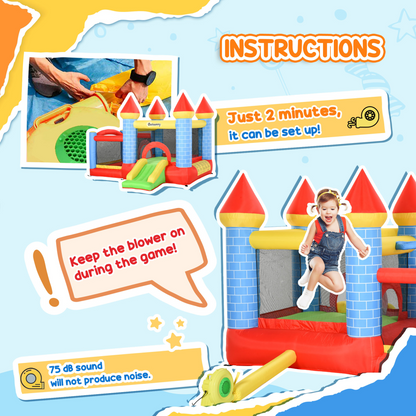 4-in-1 Bouncy Castle with Slide & Pool - Fun Anywhere, Quick Inflate!