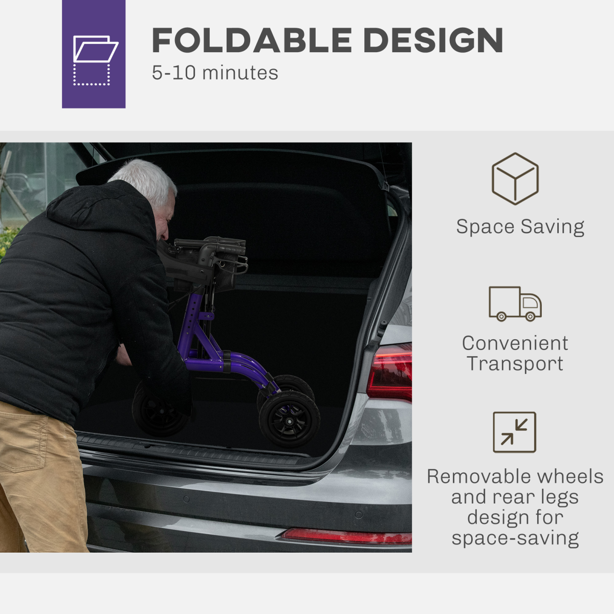 Rollator Walker with Seat, Backrest, Bag, All-terrain Wheels