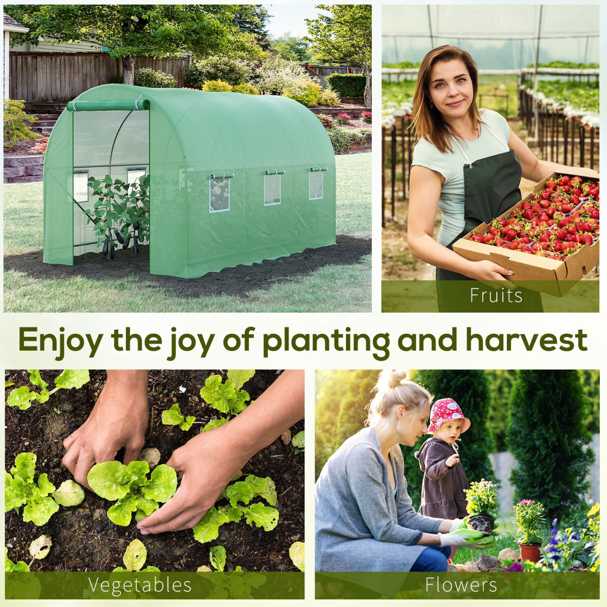 Spacious 3.5m Walk-In Polytunnel Greenhouse with Durable PE Cover