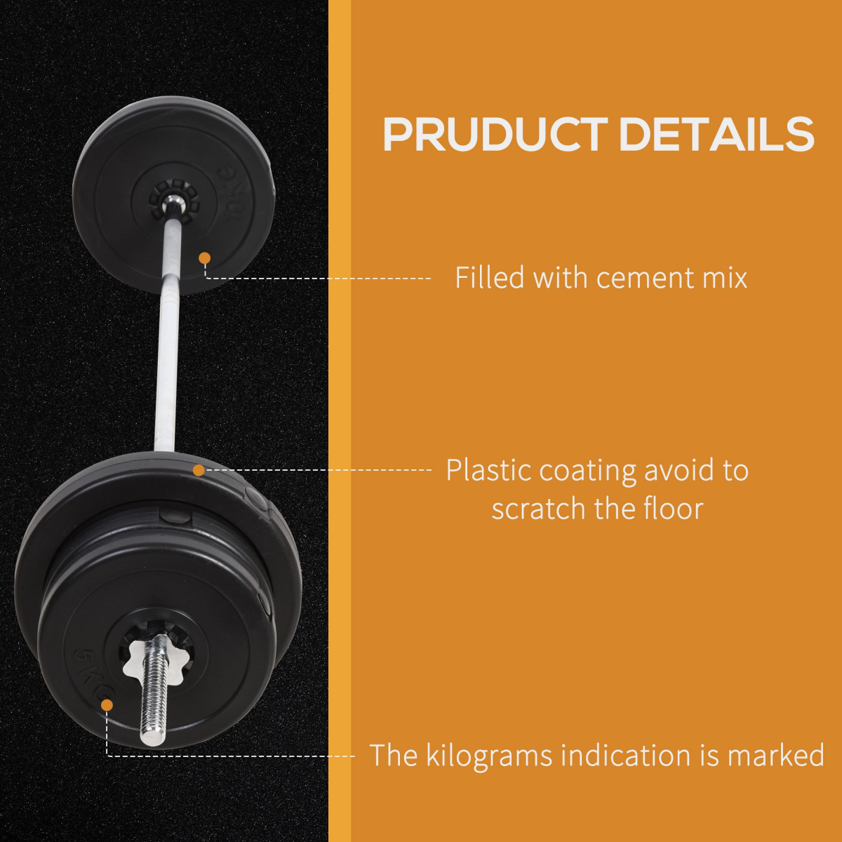 Dumbbells and Barbell Set with 65kg Adjustable Weights for Home Gym