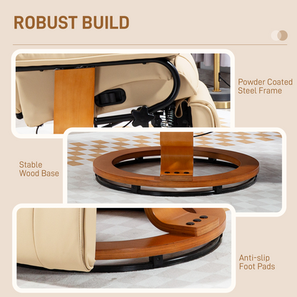 PU Leather Reclining Armchair with Footrest for Living Room, Beige