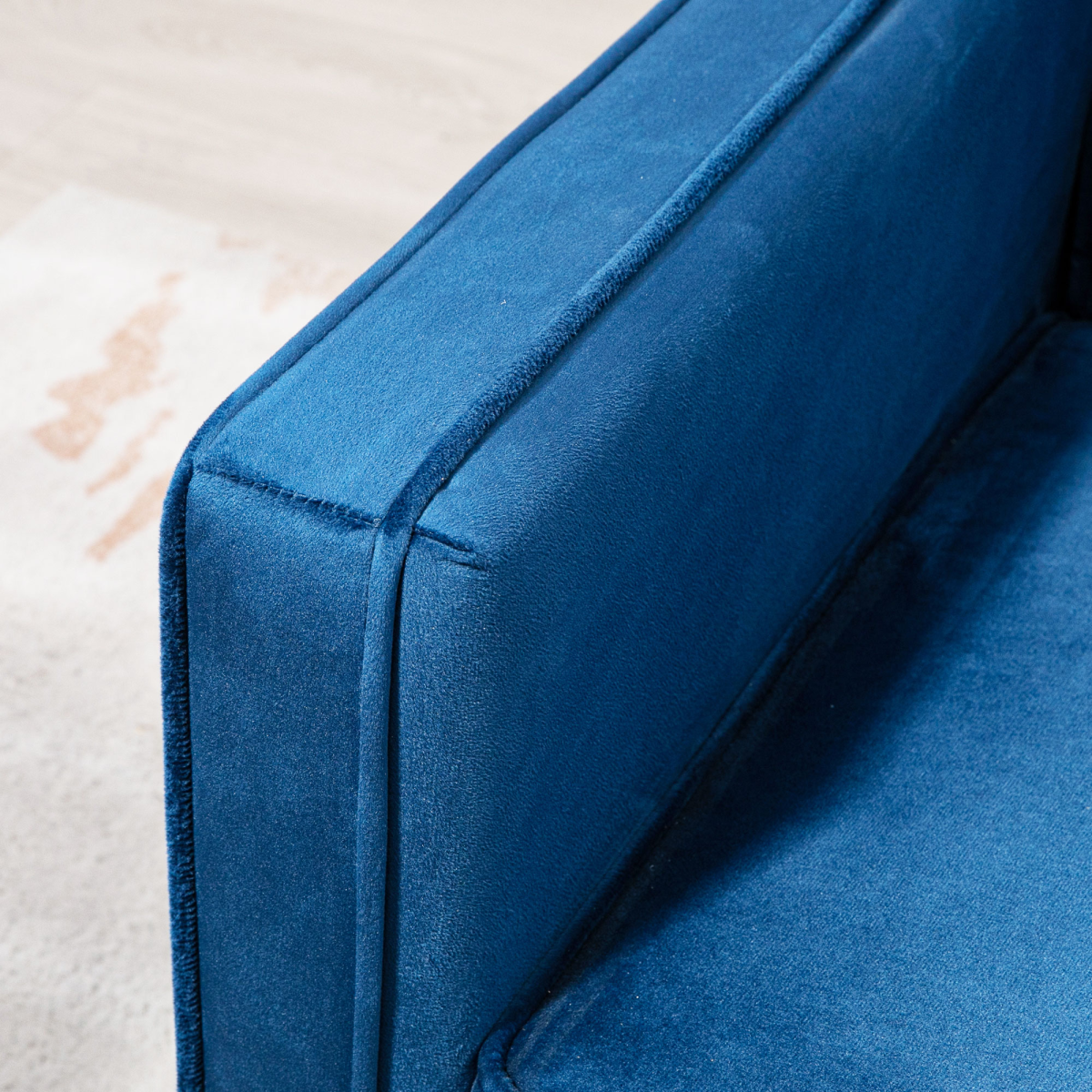 Convertible Sofa Futon Velvet-Touch Tufted Couch Sofa Bed Split Back Blue
