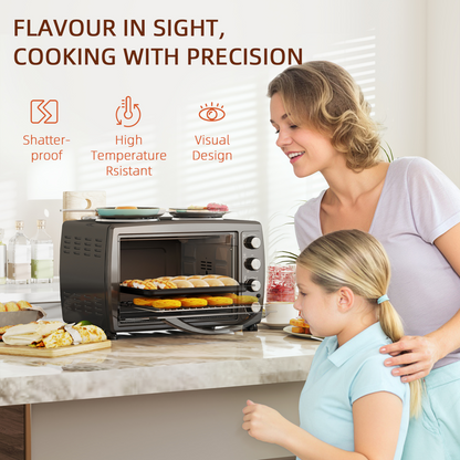 HOMCOM 36L Dual-Plate Countertop Oven 2600W with Grill, Roast & Bake