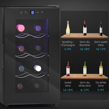 Freestanding Wine Cooler Fridge with 8 Bottle, 21 Litre Capacity