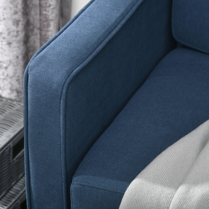 Compact Loveseat Sofa 2 Seater Sofa with Storage and Wood Legs Blue