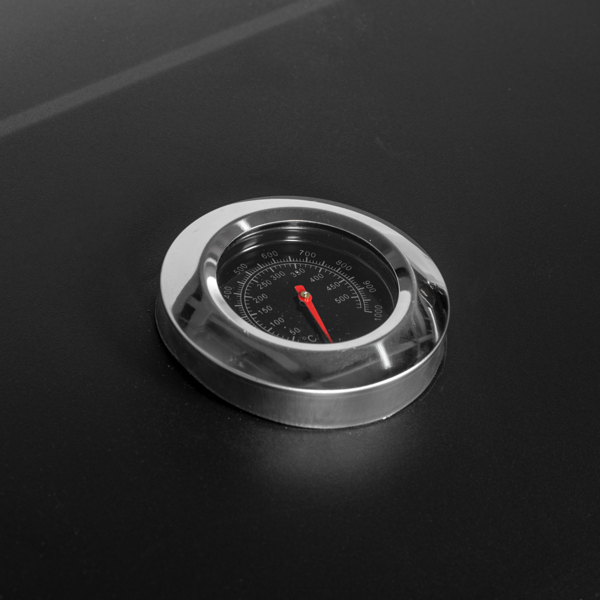 Charcoal Grill BBQ Trolley Wheels Shelf Side Thermometer Steel Black