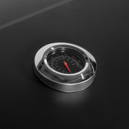 Charcoal Grill BBQ Trolley Wheels Shelf Side Thermometer Steel Black
