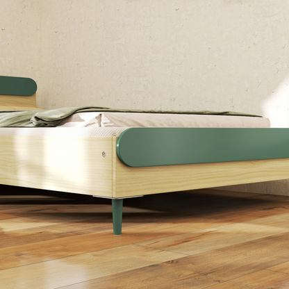 Toddler Bed with Safety Rails - Stylish Green Junior Bed for Kids