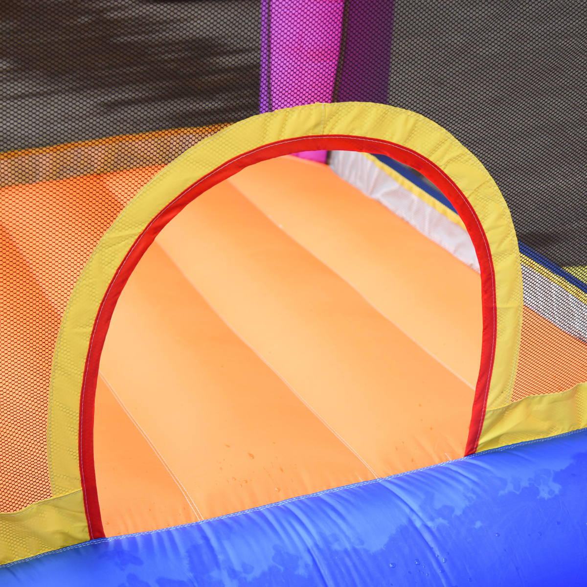 Bouncy Castle with Slide Pool House Inflatable w/ Blower Multi-color