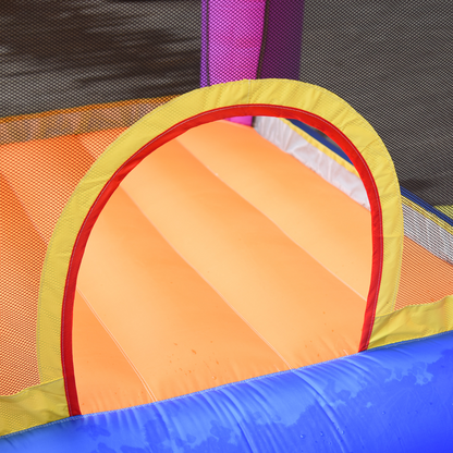 Bouncy Castle with Slide Pool House Inflatable w/ Blower Multi-color