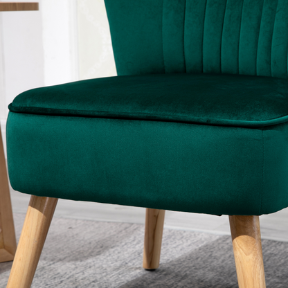 HOMCOM Velvet Accent Tub Chair - Green, Plush Comfort for Any Room