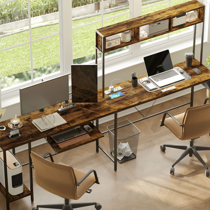 L-Shaped Reversible Corner Desk with USB Charging for Dual Use