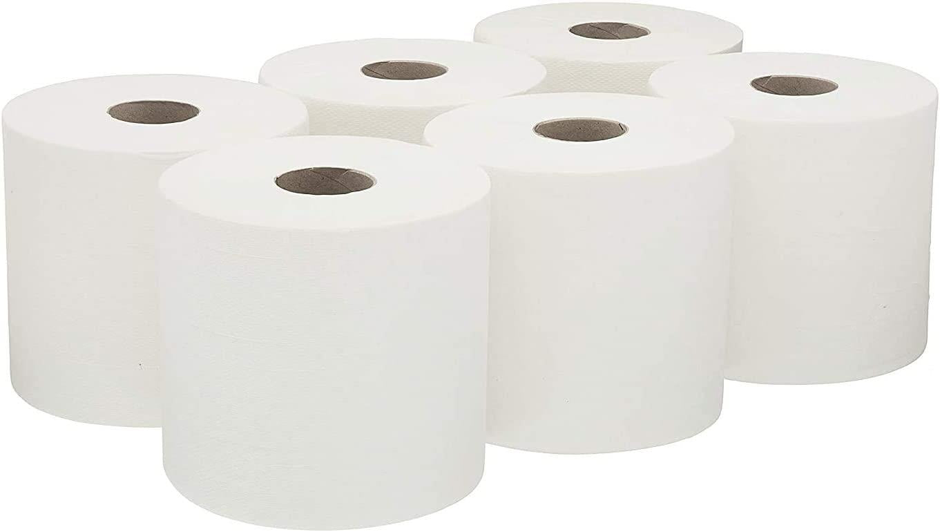 Centrefeed 6-Pack White 2-Ply Rolls - Super Absorbent Kitchen Towels