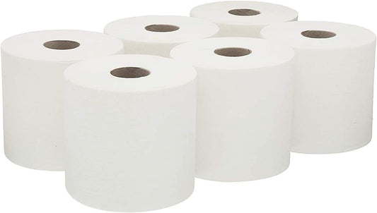 Centrefeed 6-Pack White 2-Ply Rolls - Super Absorbent Kitchen Towels