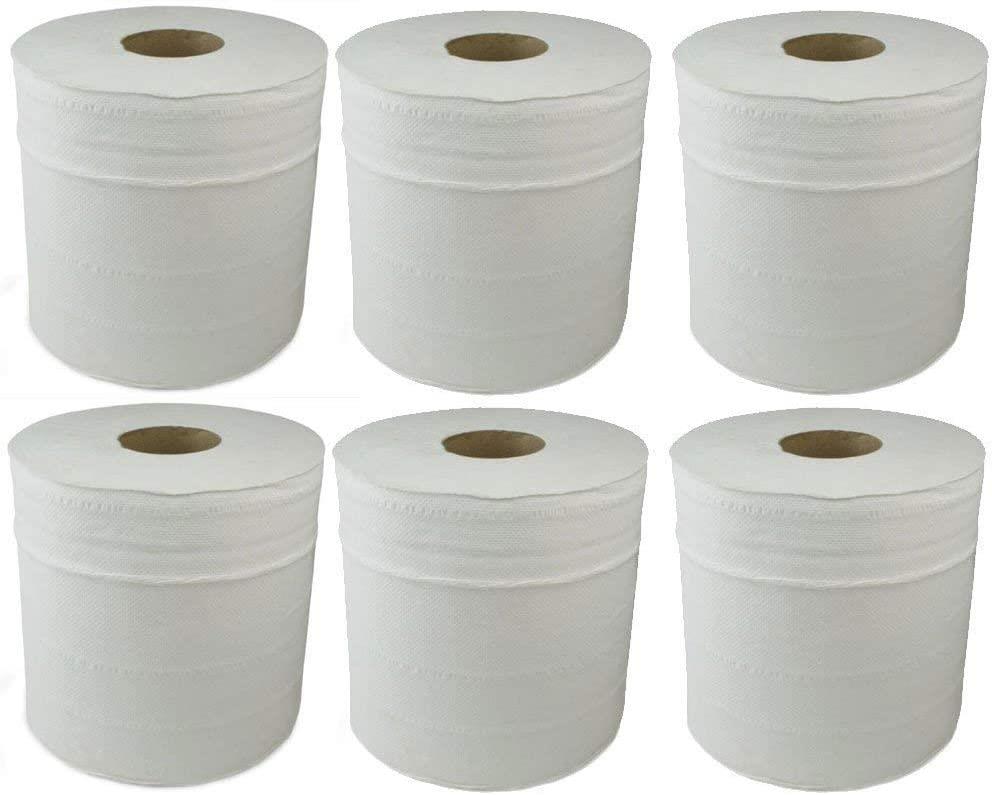 Centrefeed 6-Pack White 2-Ply Rolls - Super Absorbent Kitchen Towels