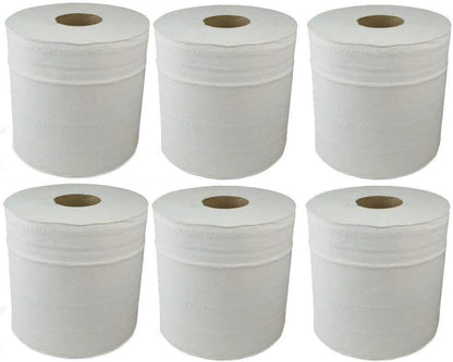 Centrefeed 6-Pack White 2-Ply Rolls - Super Absorbent Kitchen Towels