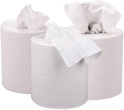 Centrefeed 6-Pack White 2-Ply Rolls - Super Absorbent Kitchen Towels