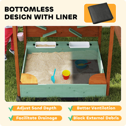 Outdoor Wooden Sandpit with Canopy & Toy Storage for Creative Play