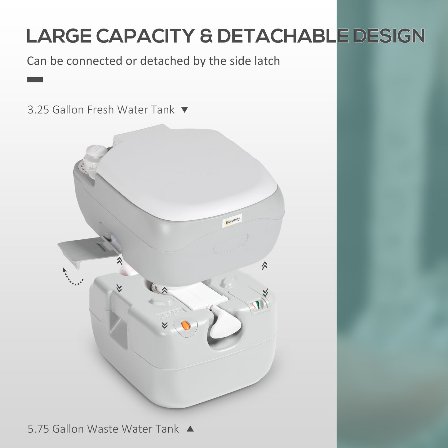 Portable Camping Toilet with Detachable Tanks (12L/22L) Grey