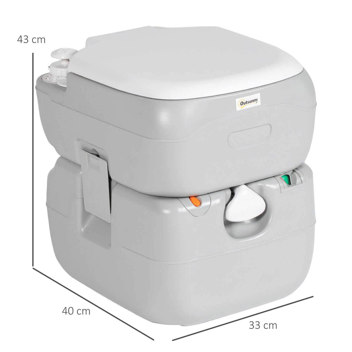 Portable Camping Toilet with Detachable Tanks (12L/22L) Grey