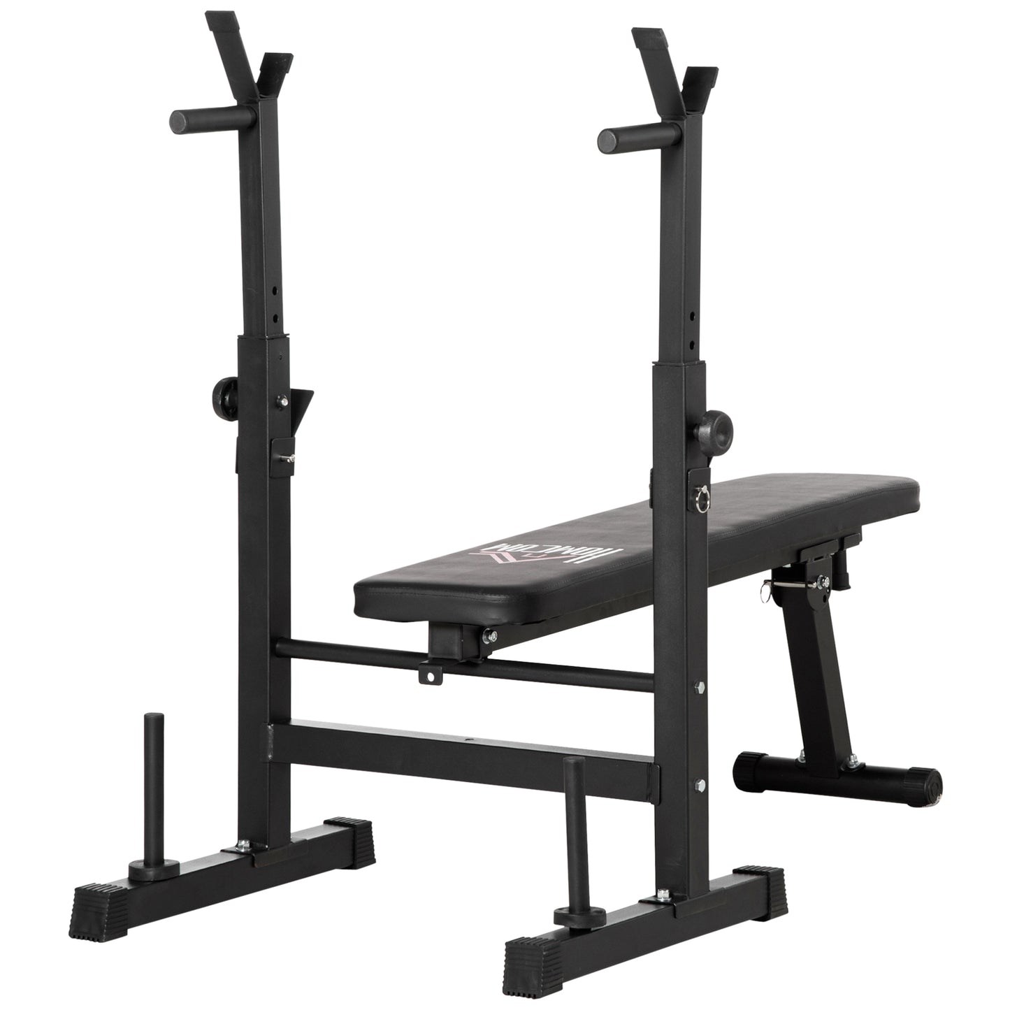 HOMCOM Adjustable Weight Bench with Barbell Rack & Dip Station - Foldable Black