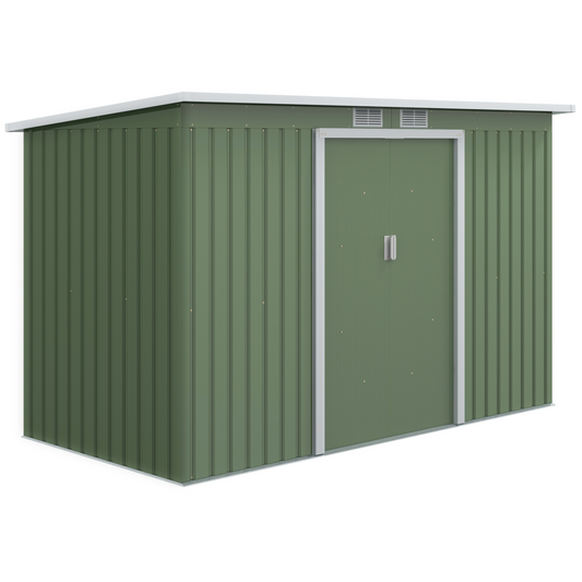 Galvanized Steel Garden Shed with Ventilated Double Doors 9ft x 4.25ft