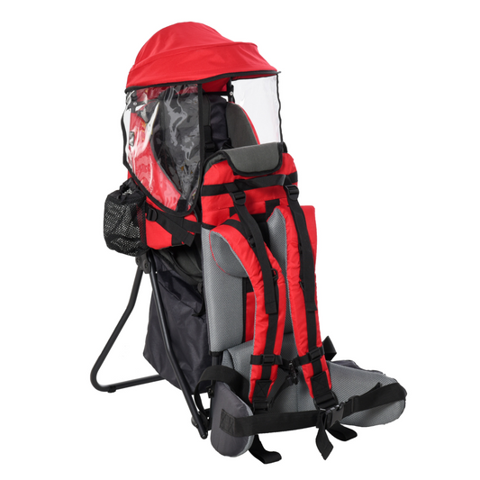 HOMCOM Toddler Hiking Backpack Carrier with Detachable Rain Cover - Red