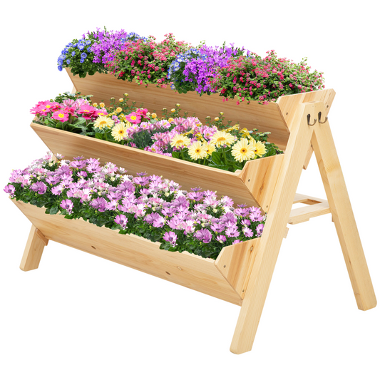 Wooden Plant Stand with Clapboard, Hooks