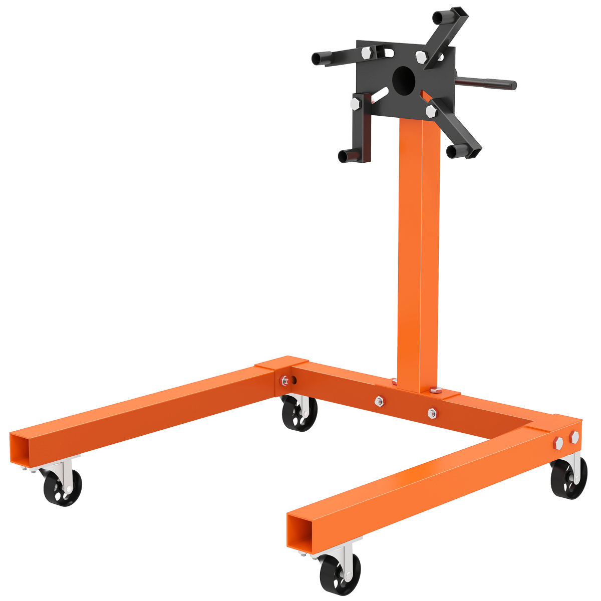 570kg Heavy-Duty Rotating Engine Stand with Adjustable Head - Orange