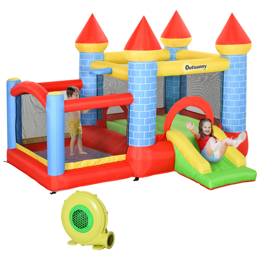 4-in-1 Bouncy Castle with Slide & Pool - Fun Anywhere, Quick Inflate!