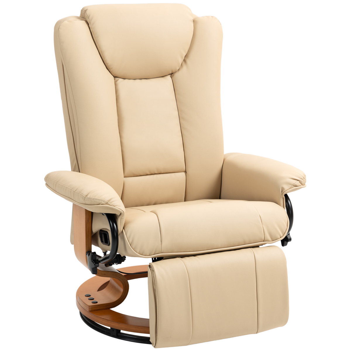 PU Leather Reclining Armchair with Footrest for Living Room, Beige