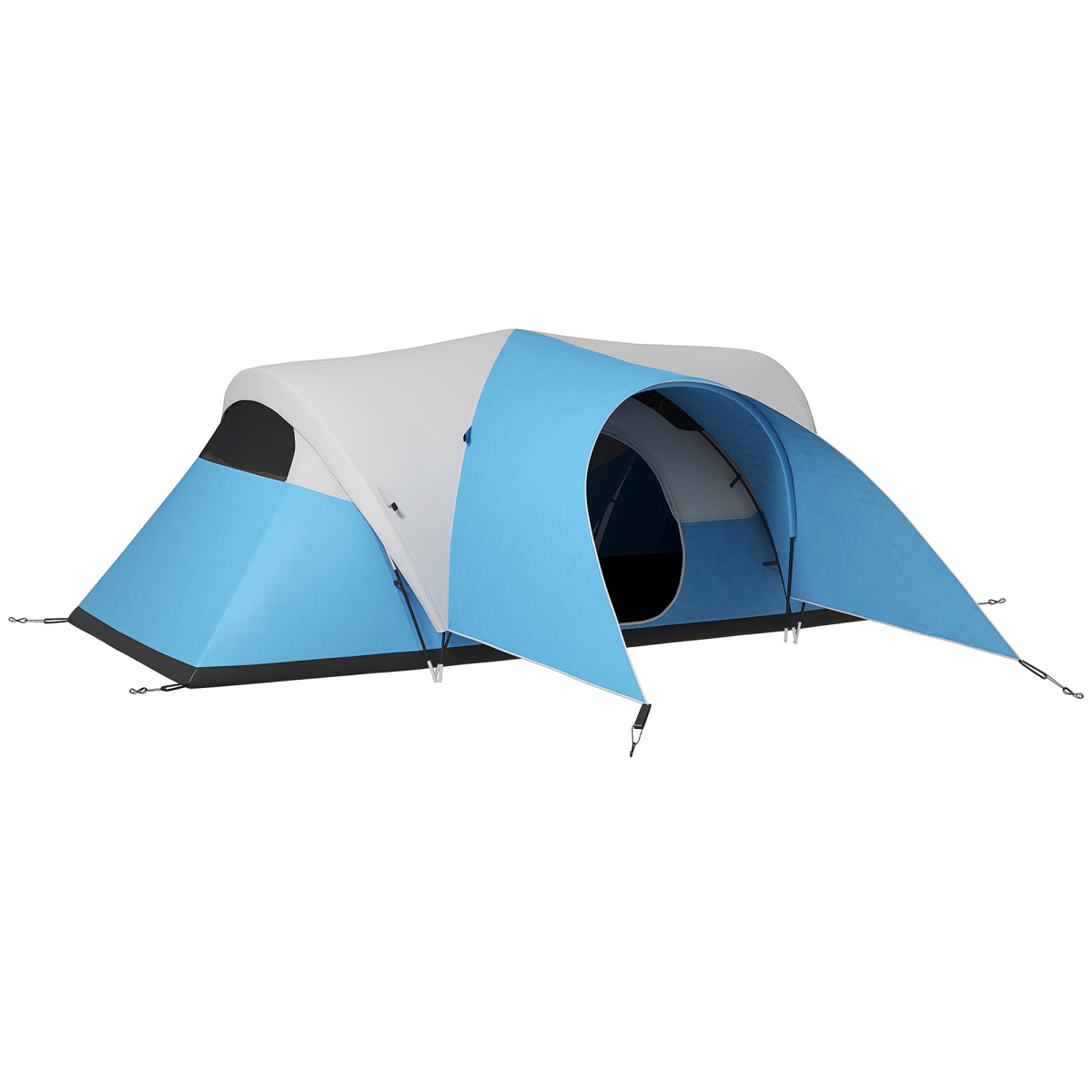 3000mm Waterproof Camping Tent with Porch & Sewn in Groundsheet, Blue