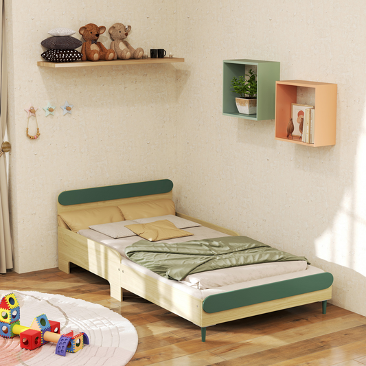 Toddler Bed with Safety Rails - Stylish Green Junior Bed for Kids